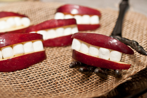 Halloween Apple Marshmallow Mouths