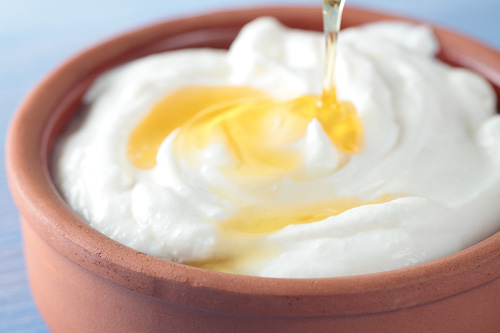 Yogurt with Honey in a Clay Bowl
